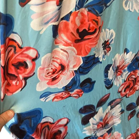 Off Shoulder Floral Maxi Dress Blue Red Multicolor Summer Boho Boutique Style - Picture 3 of 7